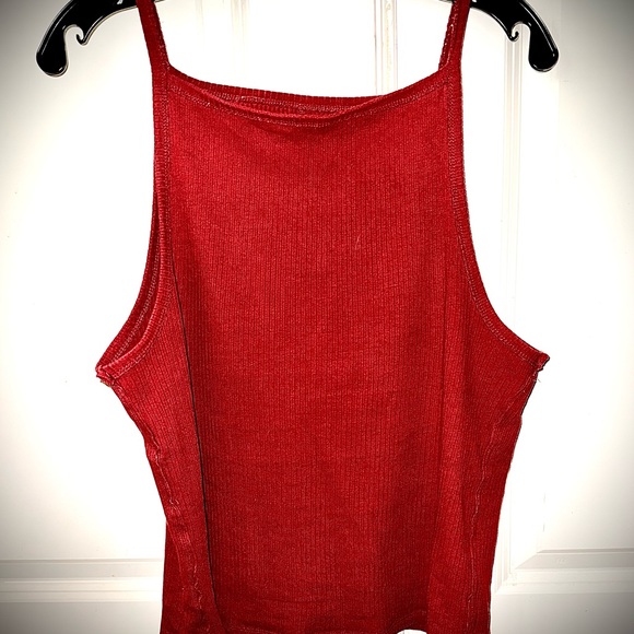 Free People Red Ribbed Tank Top - Picture 7 of 7